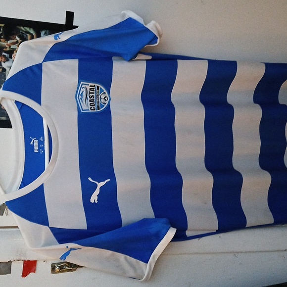 Men's Puma Drycell Costal Football Club Size M 👌 Color Blue White black Jersey - Picture 15 of 17